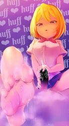meltybells, 1boy, 1girl, background_text, blonde
