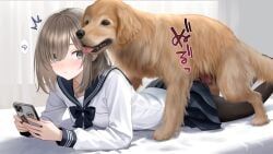 original, rojiura10, 1girl, animal_penis, bar_censor