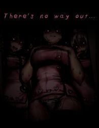 meltybells, 3girls, 5girls, black_background, breasts