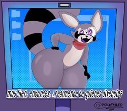 rambley_raccoon, indigo_park, youfrasn, anthro, ass