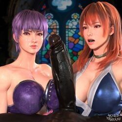 ayane_(doa), kasumi_(doa), dead_or_alive, nordfantasy, 1boy