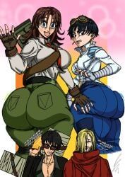 meryl_stryfe, milly_thompson, nicholas_d_wolfwood, vash_the_stampede, trigun