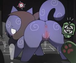 hunter_(mewgenics), lucy_(mewgenics), mewgenics, flong, anus