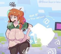 alex_(minecraft), minecraft, sourberries, airing_out, areola