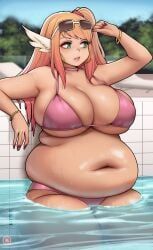 cindy_(kipteitei), kipteitei, 1girls, bbw, belly