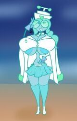 angel_reap, stob_nsfw, 1girls, breasts, cyan_hair