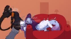 aster_(echo10281), kiku_(chamomilekiku), skodaithedog, anthro, balls