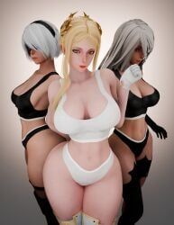 yorha_2b, yorha_a2, yorha_commander, calvin_klein, nier:_automata