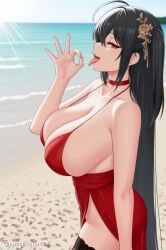 taihou_(azur_lane), azur_lane, 1girl, ahoge, bare_arms