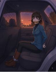 makoto_niijima, persona_5, arms_behind_back, bondage, brown_eyes
