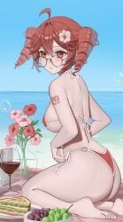 kasane_teto, vocaloid, beach, bikini, curvy