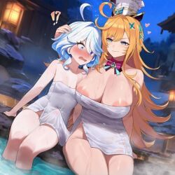 escoffier_(genshin_impact), furina_(genshin_impact), genshin_impact, racerai, 1girls