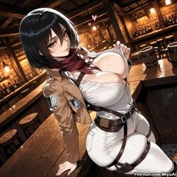 mikasa_ackerman, attack_on_titan, miyuai, 1girl, ass