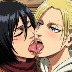 annie_leonhardt, mikasa_ackerman, attack_on_titan, shingeki_no_kyojin, 2girls