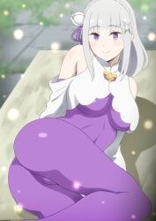 emilia_(re:zero), re:zero_kara_hajimeru_isekai_seikatsu, hara_(harayutaka), 1girl, ass