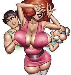 blossom_(powerpuff_girls)_(cosplay), bubbles_(powerpuff_girls)_(cosplay), buttercup_(powerpuff_girls)_(cosplay), mayor_mayor, professor_utonium