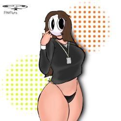 xiaro, brown_hair, convention, irl_character, mask
