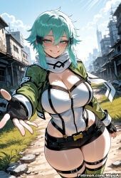 sinon, sword_art_online, miyuai, 1girl, aqua_eyes