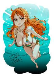 nami_(one_piece), one_piece, goldenfoxx, 1girls, bikini