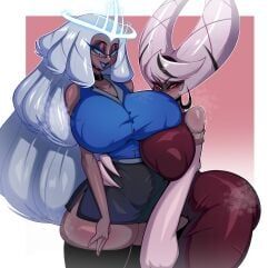 carmilla_carmine, sera_(hazbin_hotel), hazbin_hotel, stormrayneart, 2girls