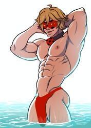 adrien_agreste, mister_bug, miraculous_ladybug, blonde_hair, bulge
