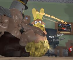 banana_peel_(die_of_death), block_(die_of_death), die_of_death_(roblox), 2boys, big_penis