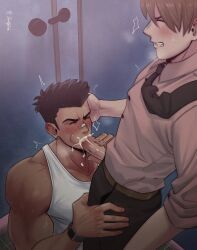 doodlefish75, 2boys, bara, blowjob, cruising