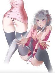 emilia_(re:zero), re:zero_kara_hajimeru_isekai_seikatsu, white_fox_(studio), shiraesu, 1girls