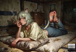 yani_neko_(yani_neko), chainsmoker_cat, philon, 1boy, 1girls