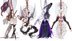4girls, armor, banner, barefoot, bondage
