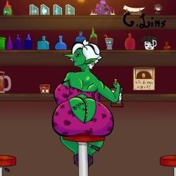 oc, g.lins, alcohol, anus_peek, ass_visible_through_clothes