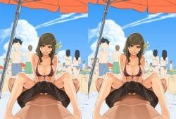 mama_(mama_hiro), beach, bikini, bodily_fluids, breasts