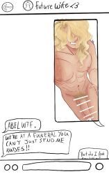 blonde_hair, burn_scar, censored_genitalia, censored_penis, dating_sim