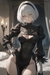 yorha_2b, nier:_automata, patreon, 1girls, black_dress