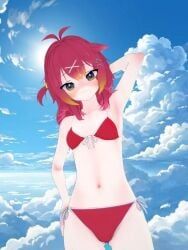 ohitspiper, longjump182, beach, bikini, hand_on_hip