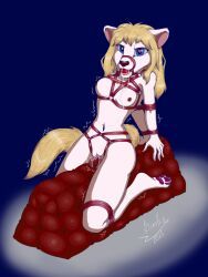 baahn, anthro, ball_gag, bodily_fluids, bondage