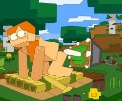 alex_(minecraft), minecraft, peeppepi, 1girls, all_fours