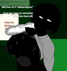nate_hand_gesture, 1girl, black_body, black_hair, black_skin