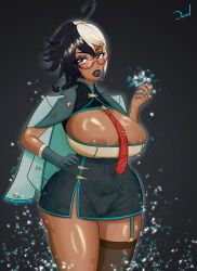 esmeray, original_character, dazol, areola_slip, asymmetrical_clothes