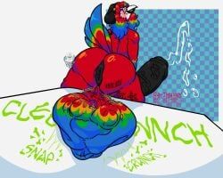 cantonmesh, avian, back_tattoo, balls, big_balls