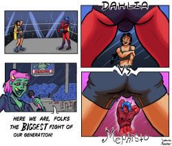 original_character, lettucemuncher, 1boy, 2girls, boxing_ring