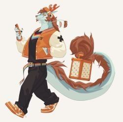 anthro, barbel_(anatomy), black_pants, black_shirt, blue_body