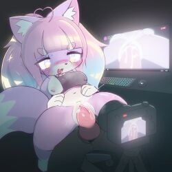 x_kemo, ahoge, anthro, blush, blush_lines
