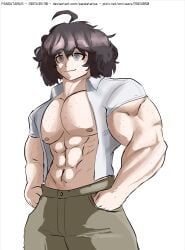 blind_girl_(popopoka), pandatarius, abs, alternate_muscle_size, big_pecs
