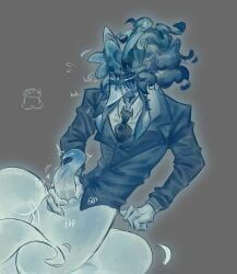 sprout_(dandy's_world), dandy's_world, 1boy, blood_on_face, blue_body