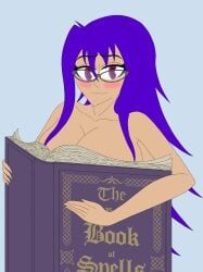 cinder_ember, spark_knight, big_breasts, book, book_covering_breasts