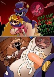 anti_groove, princess_peach, princess_peach_(coronation_day), shy_guy, super_horror_peach_(peach.exe)
