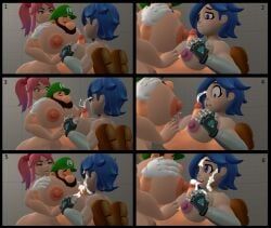 luigi, saiko_bichitaru_(smg4), tari_(smg4), glitch_productions, mario_(series)