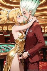 ishigami_senku, kohaku_(dr.stone), dr.stone, tehmar, 2boys