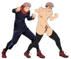 itadori_yuuji, yuji_itadori, jujutsu_kaisen, 1boy, boypussy